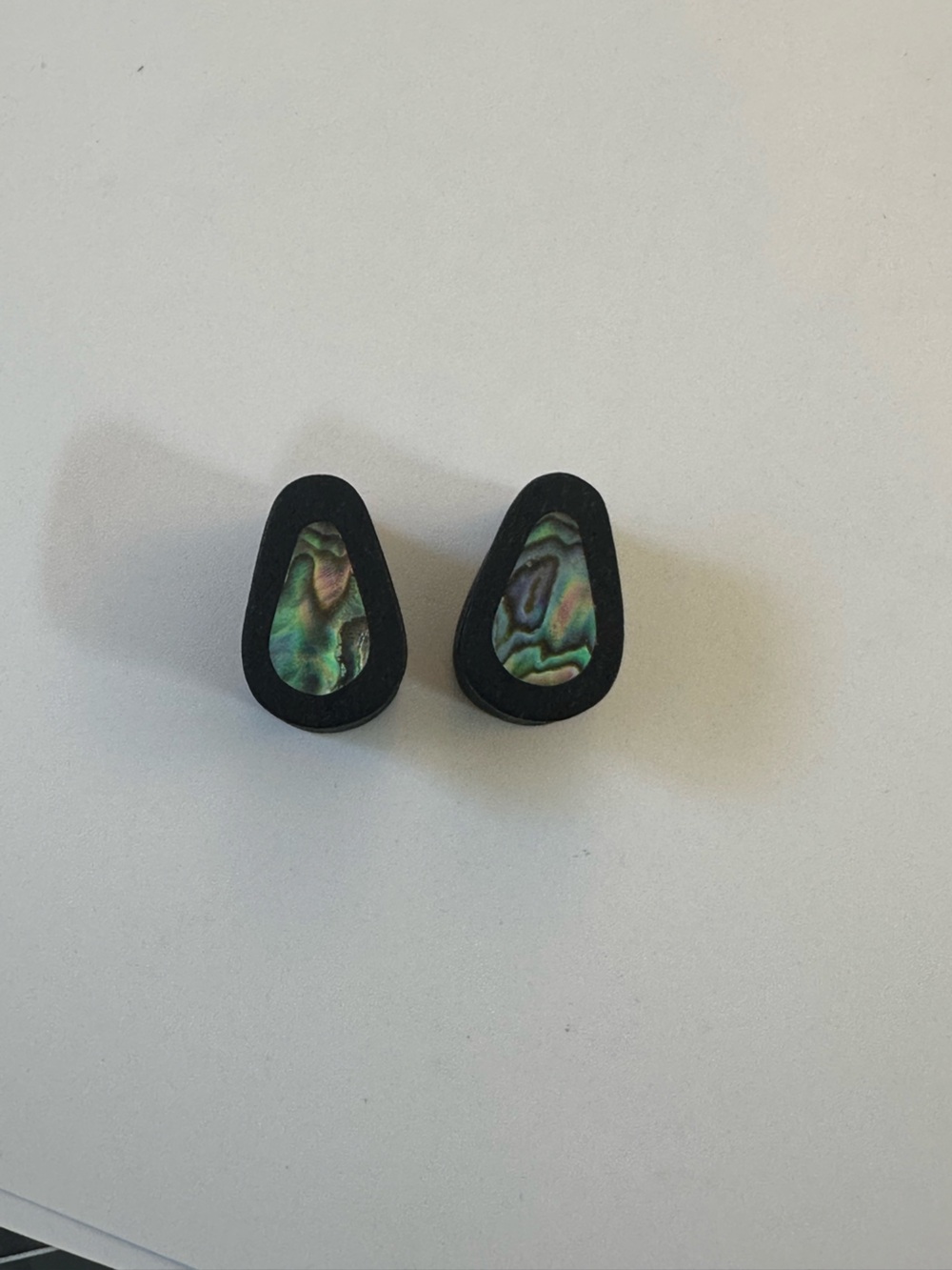 Abalone and Black Wood Teardrop Gauges 5/8 (16 mm)